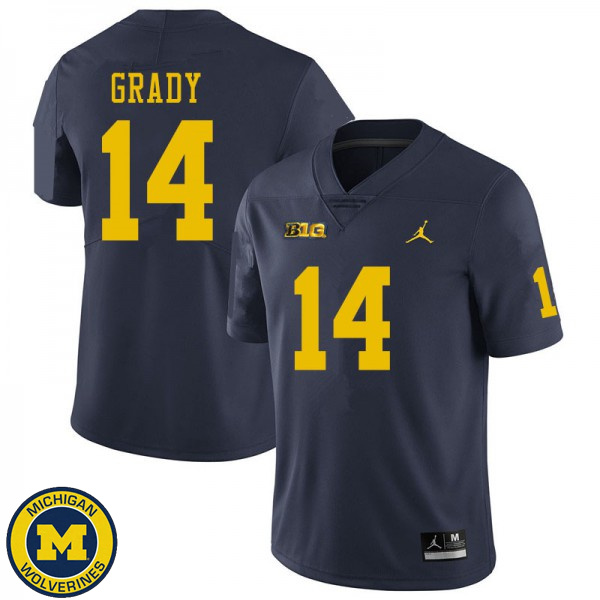 Men Michigan Wolverines #14 Kyle Grady Navy High School Jersey